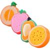 MINAOLULUS 4 Pezzi Spugna da Bagno Morbida, Frutta, per Ragazzo Ragazza | Texture Fine, Asciugatura Rapida, Manico Facile da Impugnare, per Asilo e Casa, Colori Assortiti Stili multipli
