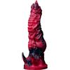INKFUL Fallo fantasy in silicone; adatto per uomini, donne e coppie; base di aspirazione potente; senza ftalati; alta qualità; design drago; rosso e nero; dildo e spina anale; giocattolo unisex (D214-Red-S)