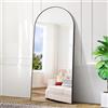 BONEWEI Specchio da Terra ad Arco, 179 x 65 cm Specchio da Parete Grande con Cornice in nero Alluminio, Specchio da Terra da Appoggiare o Appendere per Soggiorno, Camera da Letto, Ingresso