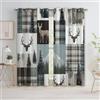 Generico Tende Oscuranti 3D Collage Vintage Montagne Orso Cervo Occhielli Tende Da Interni Camera Da Letto Soggiorno 117L x 183A cm Moderne Cameretta Bambini Ufficio Albergo 2 Pannelli