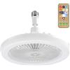 Hperu Ventilatore da soffitto con Luce a LED, Ventilatore con Telecomando dimmerabile a 3 Colori, Presa E27 Regolabile Bianca per Camera da Letto, soffitto LED