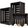 Creative Deco Set da 3 Cassette Nere in Legno, 40 x 30 x 23 cm | Set da 3, finitura nera, stile vintage shabby, per oggetti, frutta, regali e decorazioni fai da te