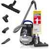 Fakir Blue Vac Power TS 721 - Aspirapolvere con sacchetto, 800 W, con cavo, filtro HEPA H14, motore ad alta efficienza da 69 dB(A), grande sacchetto da 3 l e raggio d'azione di 12 m, colore: Nero/Blu