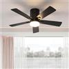 HYNHXBP Ventilatore da soffitto con luce LED, motore DC silenzioso, 6 velocità, funzione estate inverno, illuminazione LED 3000K-6500K, nero: 42 pollici - 5 pale