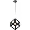 damastoreitalia Lampadario Cubo Geometrico a Sospensione Nero Attacco E27 Lampada Industrial Moderna Metallo per Cucina Tavolo Soggiorno Ristorante (Nero)