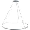 AIRUI 1-Luce Cerchio Lampada a Sospensione LED Metallo Acrilico Lampadario Moderno Sospeso Regolabile Luce Pendente per Soggiorno Camera da Letto Cucina,White+WarmLight-80cm