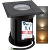 linovum BOQU Faretto da incasso a pavimento, nero, per esterni, IP67, con LED GU10, luce bianca calda, 6 W, rettangolare, utilizzabile con cavo 230 V