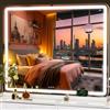 Hasipu Specchio cosmetico con luci, 100 x 73 cm, specchio per trucco a LED, illuminato, dimmerabile, 3 modalità, controllo touch screen, rotondo, bianco