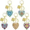 DAJUMOO Diamond Painting Portachiavi，5 Pcs Pittura Diamante Ricamo Ciondolo ， 5D Diamond Painting Kit Completo per Adulti Bambini，Decorazione Della Mano Borsa per 6 8 10 Anni Regalo Delle Ragazze (cuore)