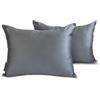 The HomeCentric Decorativo Argento Fodera per cuscino lombare Set di 2, 30x40 cm Raso Fodera per cuscino Solido, Solido Copricuscino oblungo, Moderno - Silver Gray Slub Satin