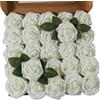 Ruiuzioong Fiori Rosa Artificiali 25 Pezzi Rose Finte Schiuma Aspetto Reale con Foglia e Gambo Regolabile per DIY Matrimoni Mazzi Nuziale Festa Casa Stanza Decorazioni (avorio, 25 Pezzi)