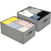 bssmmai 2 scatole portaoggetti pieghevoli in tessuto, con maniglie, organizer per armadio, armadio, armadio, 38 x 25 x 25 cm, scatole per armadi, casse di stoffa (grigio)