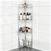 KJHWYXD Mensola Doccia Angolare Senza Forare, Porta Sapone Per Doccia Da Terra | Porta Bagnoschiuma Da Doccia Con Ganci Piedini Regolabili, Grande Capacità Scaffale Bagno Per Bagno Cucina, Argento