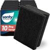 SONTY Spugna per Piatti Nera - Set di 10 Spugne Professionali | Spugna da Cucina Abrasiva Doppia Faccia per Pentole, Padelle, Griglia, Pulizia (9x7x4 cm)