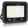 BOSITE 100W Faretto LED da Esterno, 10000LM Faretti LED per Esterni, Super 6500K Luce Bianca Fredda, IP65 Impermeabile Faretto da esterno per Veranda,Cortili,Parcheggio,Garage,Parco,Giardino