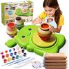 Skirfy Mini ruota per ceramica per principianti e bambini con luce, ruota elettrica in ceramica con pedale e kit di pittura, velocità regolabile, strumenti fai da te per lavori artistici e compleanni