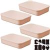 CNKHDZ Set da 4 contenitori con coperchio, contenitori impilabili con coperchio, contenitori in plastica per scaffali, cucina e bagno (Rosa, 36.5 * 26 * 7.7cm)
