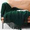 LumiSyne Coperta a Maglia Sfrangiata Tinta Unita Jacquard Motivo a Rombi Calda Coperte In Maglia Copriletto a Maglia Coperta Da Tiro Adatto Per Letto o Divano 130×170cm