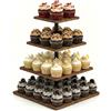 KAHEIGN 4 Livelli Alzata per Cupcake in Legno, 30CM Quadrata Torre per Cupcake 360° Rotazione Alzata a Più Livelli Porta Torte e Dessert per Matrimoni Compleanni Baby Shower Halloween Feste