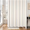 Hnmdmyi Tenda da doccia a righe verticali 165x180, striscia beige e bianca Vintage Astratta Moderna Minimalista Tessuto In Poliestere Impermeabile Lavabile Tenda da bagno con Gancio