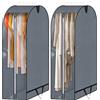 Hejo Sacchetti Porta Abiti con Ampia Capienza, 2 Pezzi 110 x 60 x 25cm Copriabiti Antipolvere con Cerniera e Maniglia, Buste per Vestiti Impermeabile per Completi, Cappotti, Giacche, Maglioni(Grigio)