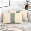 DakTou Federe Cuscini per Divano 30x50 in Cotone con Verde Salvia Pizzo Uncinetto in Lino, 2 Pezzi Copricuscini Rettangolari Lombare Decorativo, Federa Cuscino Bohémien Rustico per Salotto Camera da Letto