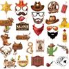 Ovanda Decorazioni per feste western, 30 pezzi, motivo: cowboy | Wild West - Accessori per foto con aste, accessori per compleanni, feste a tema, carnevale, feste in saloon