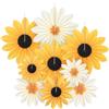 AUAUY 9Pz Ventagli di Carta, Ghirlanda di Fiori da Appendere-Girasole