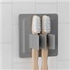LOBUX® - Portaspazzolino autoadesivo, ottima tenuta [silicone soft touch] - Supporto per spazzolini elettrici - per bagno, specchio, doccia, parete (grigio chiaro)