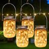 BORDEAG Lanterne Solari Da Esterno,4 Pezzi 30 LED Lampade Solari Barattolo Di Vetro,Impermeabile IP55,Lanterne Da Esterno Solari,Lanterna Solare Esterno Per Esterni,Balcone,Giardino