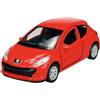 Generisch Welly Modello Auto Compatibile con Peugeot 207 3 Porte Rosso 2006 - 2015 1/34 - 1/39 Metal Model Auto Die Cast