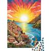 pSjDkMvHfRbLz Borgo Sulla Scogliera Puzzle 1000 Pezzi Carta per Adulti Tramonto Paesaggio Colorato Relax Famiglia Decorazione Regalo 38x26cm/1000pcs