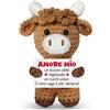 Buioata Idee Regali per Lei, Regalo d'Amore Peluche Uncinetto Mucca Highland, Piccolo Amigurumi con Cartellino Frase Romantica, Idea Regalo San Valentino Anniversario Compleanno per Fidanzato Fidanzata