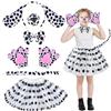Gigquake Costume Cane Bambina- 7 Pezzi Costumi Animali Bambini Cosplay Set- Vestito Cane Carnevale Bambino Accessori con Tutu Cerchietti Orecchie Coda Naso Guanti Cravatta per Imitazione Dog Animale Festa