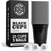 BeerBaller® Black Cups - 25 Bicchieri Neri per Birra e 3 Palline da Birra | Lavabili in lavastoviglie e riutilizzabili | 473 ml - 16 oz - Set di Bicchieri da Birra | Original American Beerpong