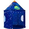 ROIWUIE Tenda da gioco a forma di razzo spaziale per bambini con luci a stella, casetta pop-up a tema astronauta, per interni ed esterni, pieghevole, idea regalo per ragazzi e ragazze