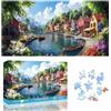 Zariocy Puzzle 1000 Pezzi Villaggio in Riva al Fiume per Adulti - Forme Irregolari, Base Antipolvere - per i Momenti in Famiglia, Appassionati di Puzzle
