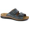 inblu ID000002 Blu Ciabatte Uomo Due Strappi Regolabili Sottopiede Vera Pelle Zeppa 3 CM