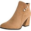 PAIDAXING Scarponcini Vernice Retro Donne Flock Tinta Unita Tacchi Quadrati Cerniera Comodi Stivaletti Corti Scarpe A Punta Rotonda Stivali Neri Tacco