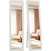 HOMCOM Specchio rettangolare su base da parete o da appoggio con cornice in legno, per soggiorno, camera da letto, 37 x 157 cm, bianco