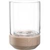 LEONARDO HOME Legno 084750 - Portacandela antivento in vetro e legno, fatto a mano, senza tempo, opera d'arte unica, design elegante con piacere di lunga durata, altezza 20,9 cm, beige