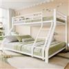 Kebnor Letto a castello, 90 x 200 cm, 140 x 200 cm, ringhiera, gradino, certificato en747, senza materasso, metallo (bianco)