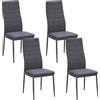 Stanew 588 - Sedia da pranzo, cucina o salotto, 4 pezzi, con gambe in metallo, imbottita, retrò con cuciture bianche, colore: grigio