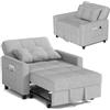 Blishom Divano Letto 3 in 1,Divano Prontoletto Estraibile con 1 Guanciali e Tasche Laterali per Soggiorno, Camera da Letto o Ufficio,158.5 x 86.6 x 85.6 cm,Grigio chiaro