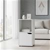 INDE MOBLEKIT | Scaffale a cubo con 2 scomparti e 1 anta, 30x29x61 cm, tavolino laterale in legno bianco, comodino moderno per camera da letto o piccolo scaffale portaoggetti per la casa