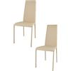 t m c s Tommychairs - Set 2 sedie modello Sophie Lux per cucina bar e sala da pranzo, robusta struttura in acciaio imbottita e rivestita in finta pelle colore lino