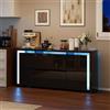BSCFHCZ Credenza Soggiorno Moderno Lucida, Madia Mobile da Cucina con 4 Ante e 2 Cassetti,Dispensa Cucina Buffet da Cucina per Soggiorno Cucina Sala da Pranzo, 160x35x75 cm (Nero)