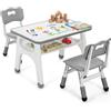 MAMIZO Set di sedie per bambini, con 2 sedie regolabili in altezza, tavolo da pittura per bambini con piano verniciabile e spazio portaoggetti, tavolo da gioco multifunzionale per bambini, 70 x 50 cm