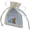 Doni Bomboniere Nascita Bambino 12 pz Sacchetti Juta Bianco Portaconfetti conTag con Orsacchiatto Celeste Personalizzabile Evento Gadget Economico Utile Idea Originale Fai da Te