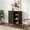 [en.casa] Comò ad Anta e 3 Scomparti Aperti Credenza Bassa con Ripiani 2 Vani Chiusi Mobile Contenitore Madia per Soggiorno Sala Ingresso 82 x 75 x 30 cm - Effetto Noce